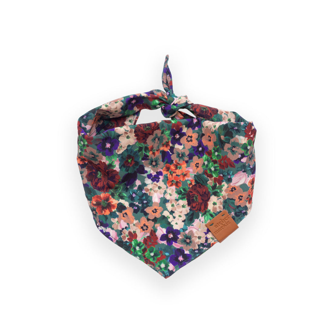 Bandana pour chien à fleurs sur fond vert