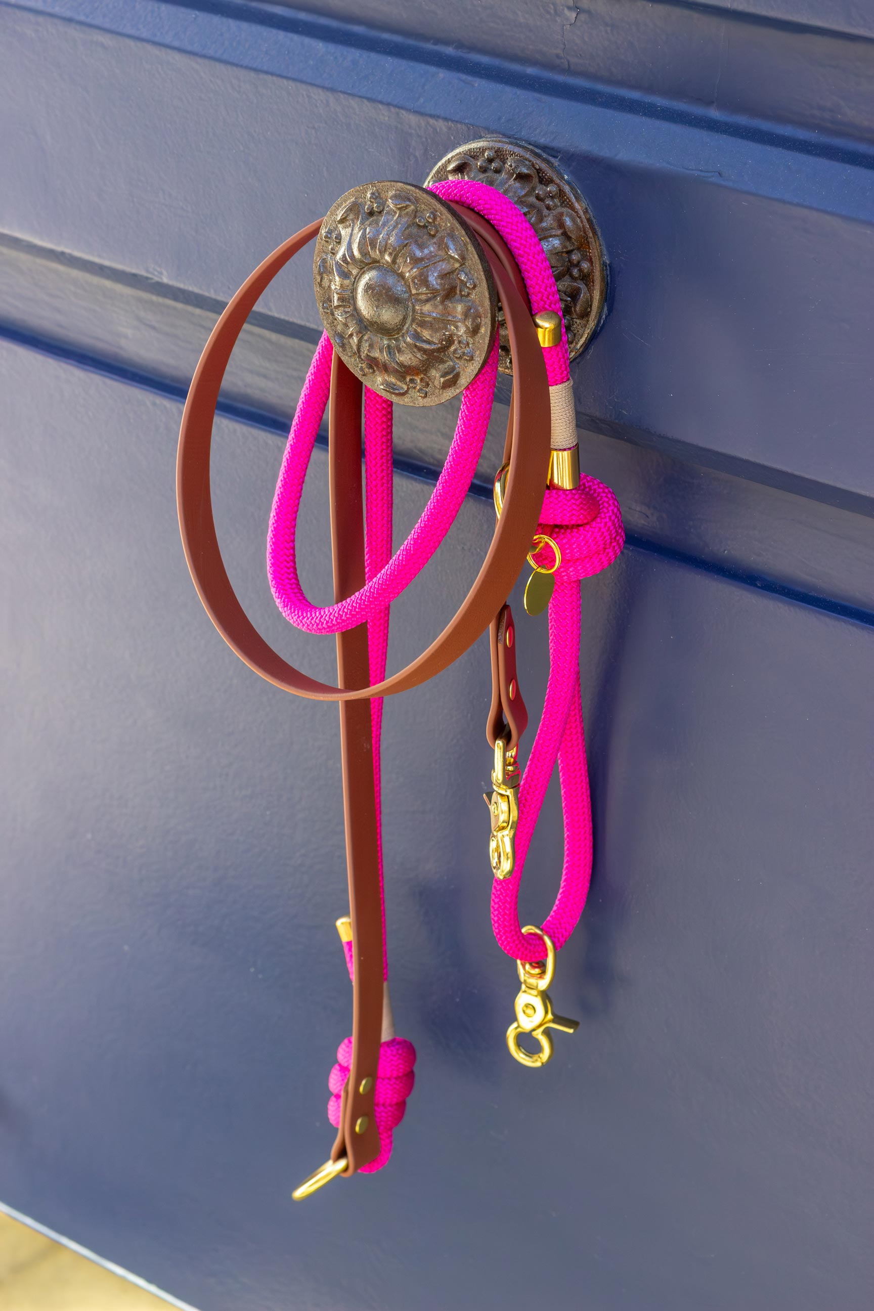 Laisse mains libres corde x Biothane Fuchsia