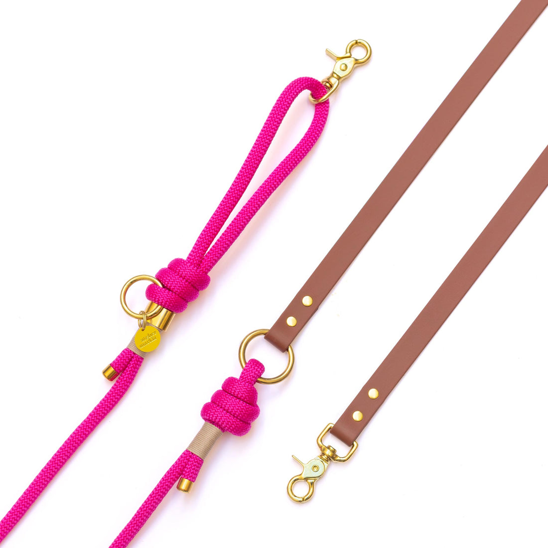 Laisse mains libres corde x Biothane Fuchsia