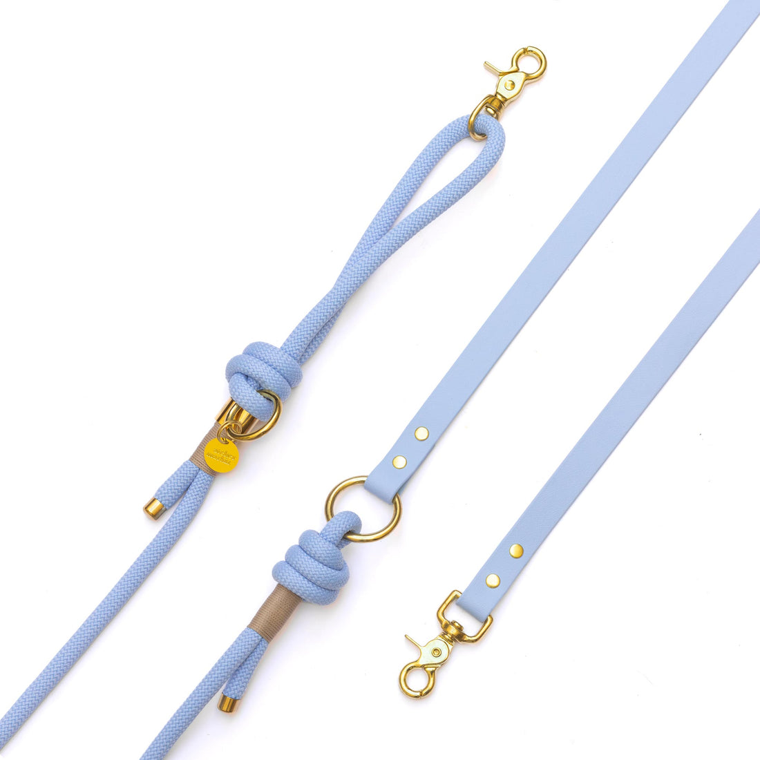 Laisse mains libres corde x Biothane Bleu Polaire