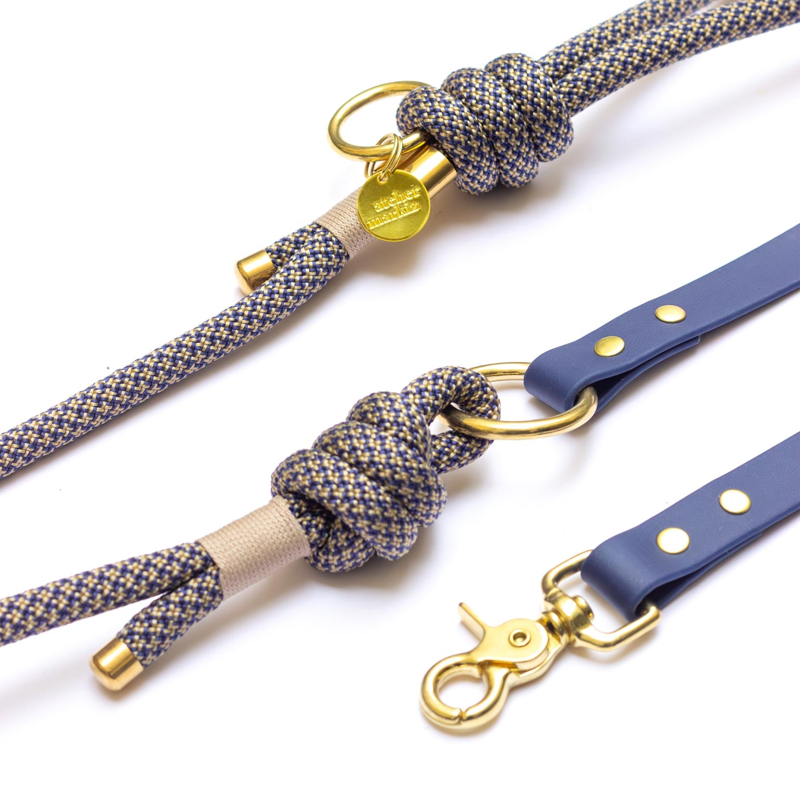 Laisse mains libres corde x Biothane Minuit