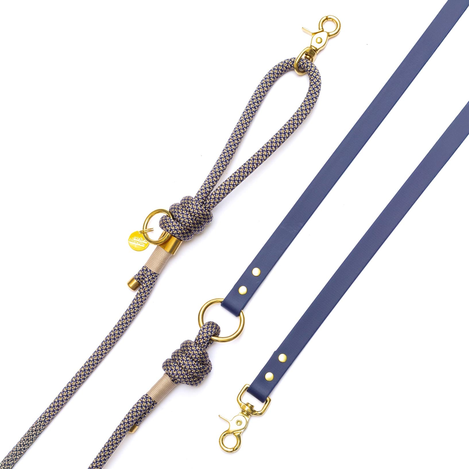 Laisse mains libres corde x Biothane Minuit