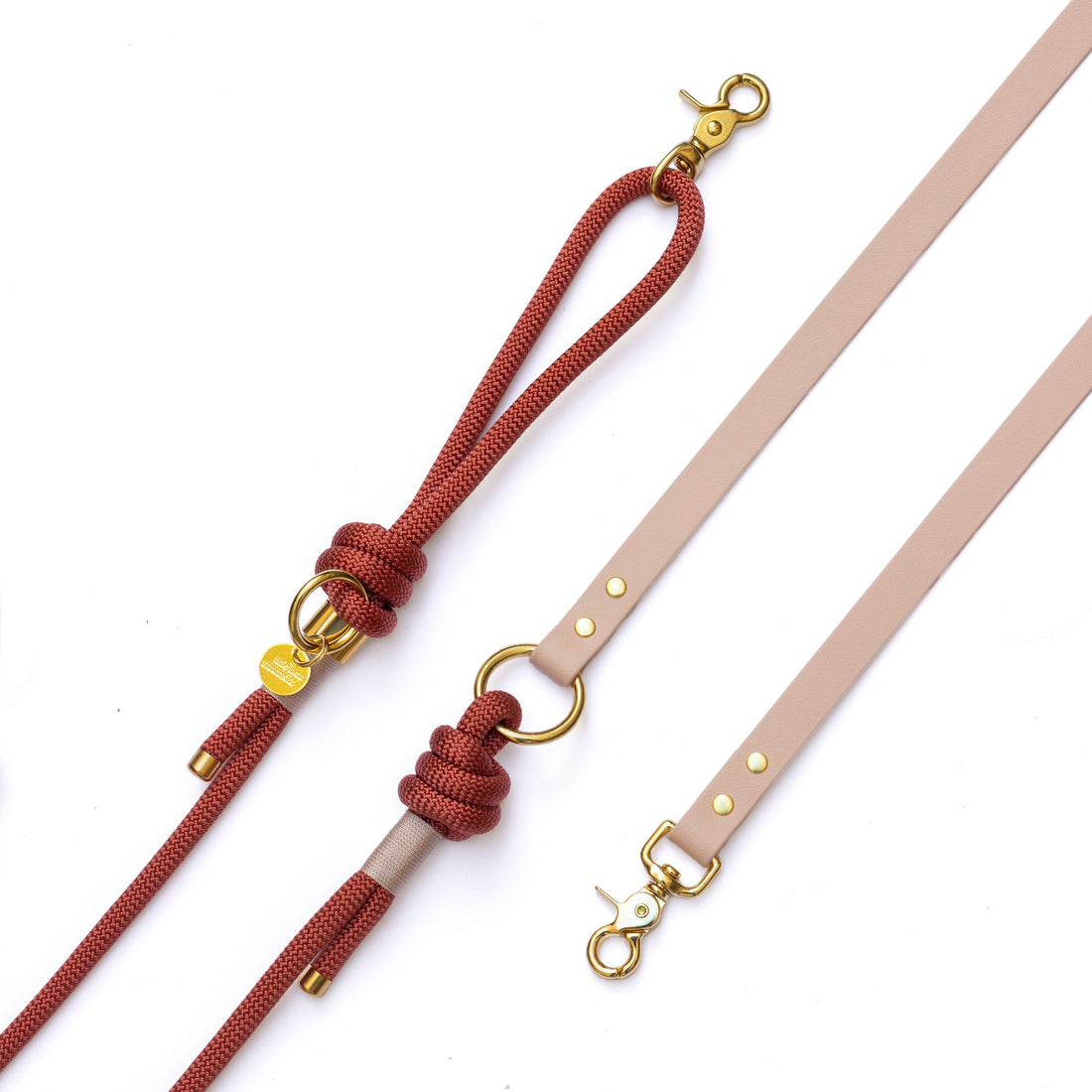 Laisse mains libres corde x Biothane Sienne