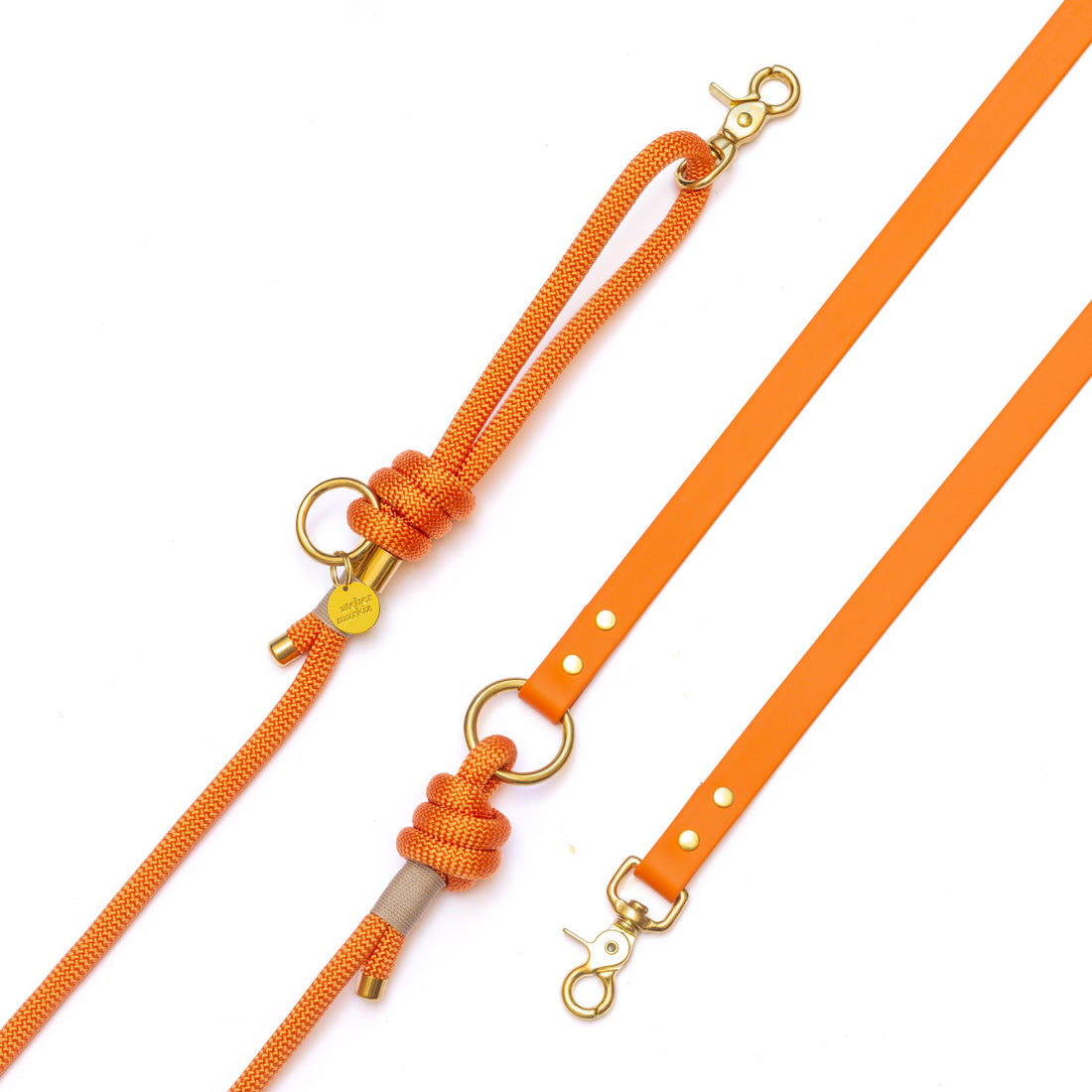 Laisse mains libres corde x Biothane Tangerine