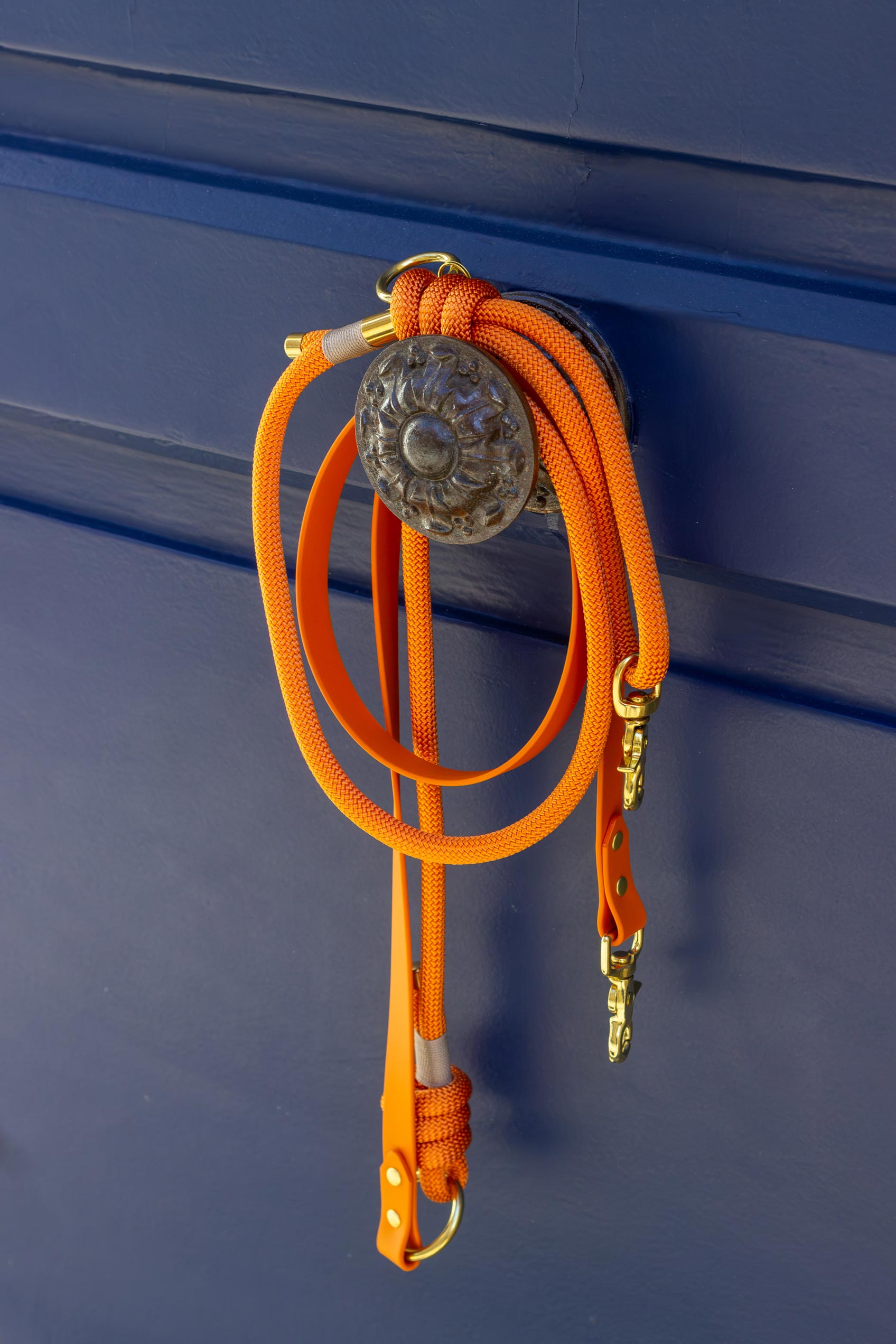 Laisse mains libres corde x Biothane Tangerine