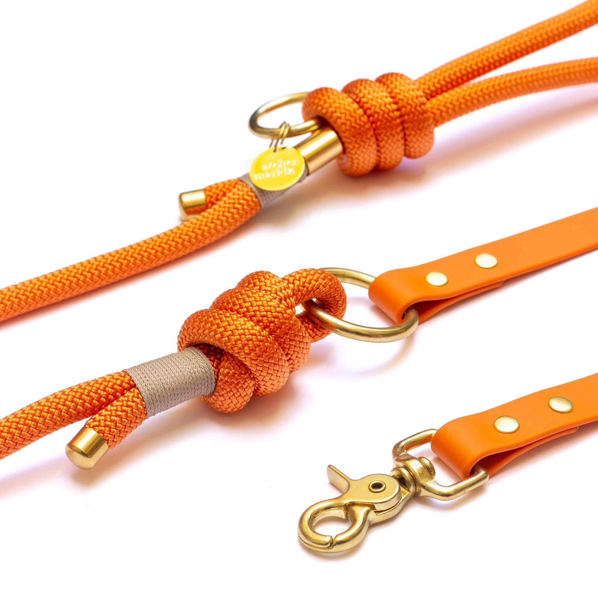 Laisse mains libres corde x Biothane Tangerine