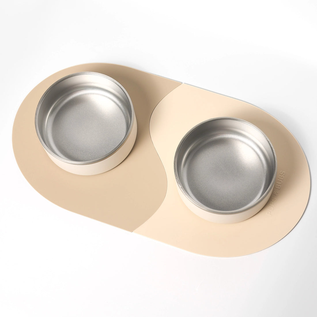 Tapis de gamelle en silicone beige et crème