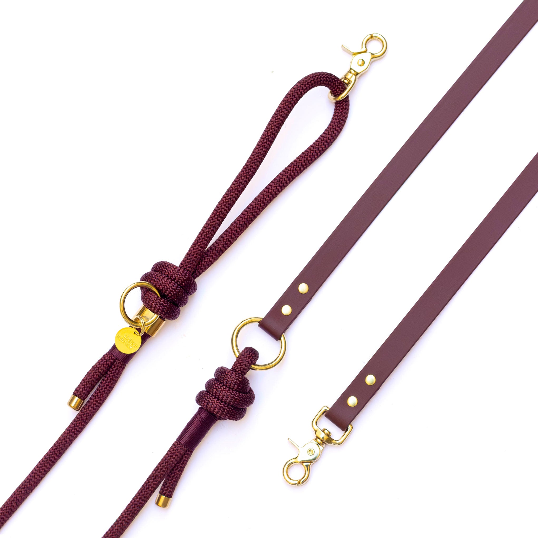 Laisse mains libres en corde x Biothane Saddle