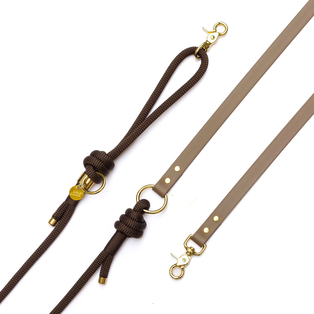 Laisse mains libres en corde x Biothane Coffee