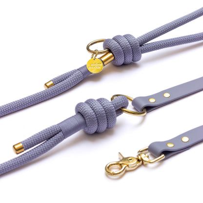 Laisse mains libres en corde x Biothane Grey