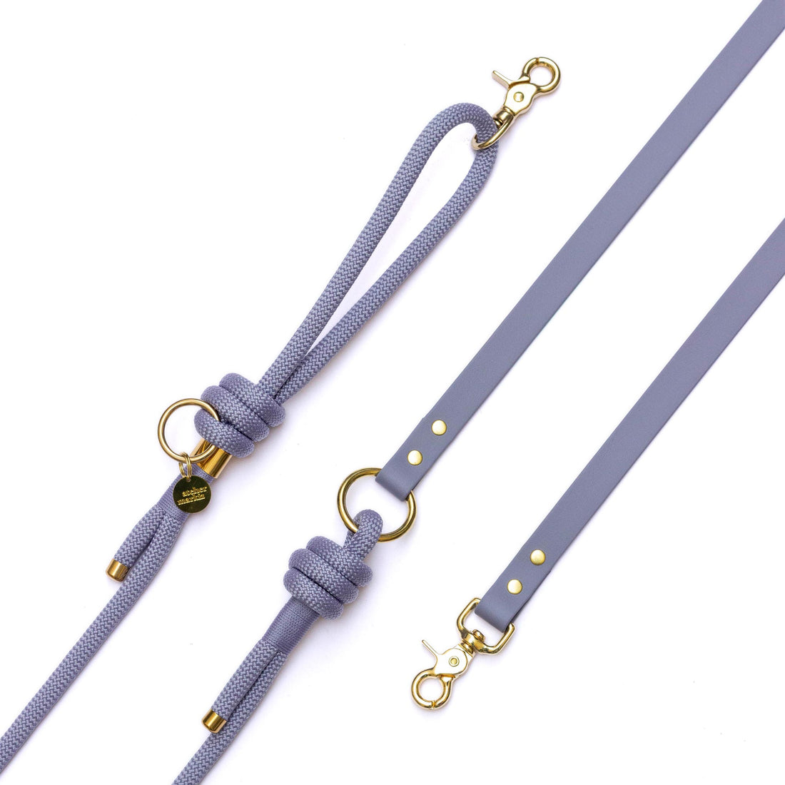 Laisse mains libres en corde x Biothane Grey